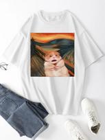 Funny Screaming Hamster Graphic Print Unisexs Creative Top Casual Short Sleeve Crew Neck TShirt Clothing For Summer Outdoor M
