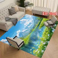 Žalia žolė su spalvingomis gėlėmis Pavasario dekoras Kilimas svetainei ir miegamajam, universalus įvairioms situacijoms Plaunamas kilimėlis 40cm x 60cm green