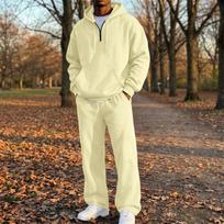 Men's 2-Piece Zip Hoodie and Elastic Waist Jogger Pants Set for Outdoor Sports Casual Wear L
