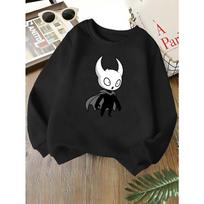 Kids Unisex Crewneck Sweatshirt, Hollow Knight Cartoon Character Print Long Sleeve Pullover, Soft  Kids Sweatshirt For Boys Girls Over 4 Years Old 110 juoda