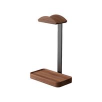 Practical Wood Headphone Stand Featuring Open Metal Frame And Natural Wood particle Finish 1