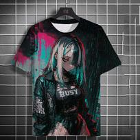 Fashion Men's T-shirt Cartoon Sexy samurai Girl graphic  Summer Casual harajuku streetwear 3D Printed Hip Hop S