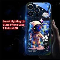 Astronaut Pattern Sound Control LED Glowing Case – Luminous Glass Cover for IPhone Samsung 【Style A】For Samsung Galaxy S25