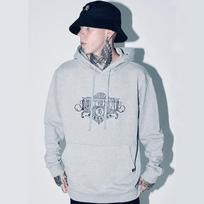 Eight Volume [Fleece-Lined] Ev Emblem Unison French Terry Oversized Hoodie (Gray) Gray/L