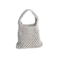 Hand-Woven Wrist Tote Bag Cotton Rope Braided Hollow Out Handbag Ladies Portable Wristlet Handbag for Travel Beach Shopping balta