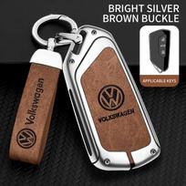 VW cinko lydinio odinis automobilio išmaniojo nuotolinio valdymo pultelio dėklas apsauginis apvalkalas VW Volkswagen Golf 8 MK8 Leon raktų pakabuko priedas white