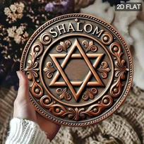 Metal Wall Poster Star of David Round Sign 19.8cm for Front Door