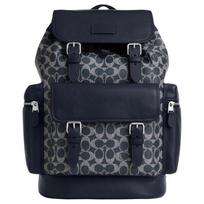 COACH Sprint 29 raištelių sagties užsegimas karvės odos kuprinė didelio dydžio unisex porų modelis džinsų mėlyna ir balta mėlyna