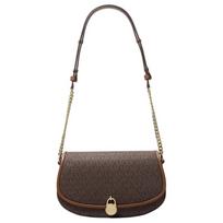 MICHAEL KORS Mila gold lock decoration chain shoulder strap artificial leather armpit shoulder bag medium size women's dark brown auksas
