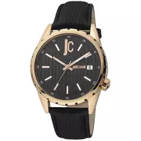 JUST CAVALLI MAN JC1G217L0035 Quartz Analog Watch 42mm Black Dial Stainless Steel Case Black Leather Strap