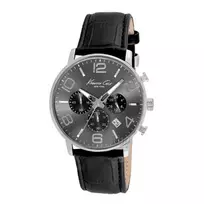KENNETH COLE Vyriškas Laikrodis IKC8007 42mm Juodas Ciferblatas Odinis Dirželis