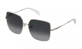 TOUS moteriški akiniai nuo saulės STO403S580300 - juodas acetatinis rėmelis, pilki polikarbonatiniai lęšiai, UV400 apsauga, 58 mm lęšio plotis