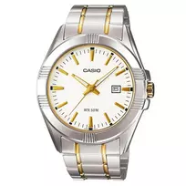 CASIO vyriškas analoginis kvarcinis laikrodis MTP-1308SG-7A nerūdijančio plieno dviejų spalvų 43,5 mm
