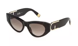 FURLA SFU881-5404BL Moteriški Akiniai nuo Saulės Havana Acetato Rėmeliu Rudais Gradientiniais Stiklais 54mm