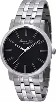 KENNETH COLE vyriškas laikrodis IKC9231 analoginis kvarcinis 43mm juodas ciferblatas odinis dirželis