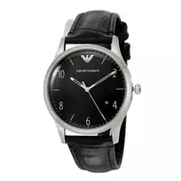 ARMANI AR1865 Vyriškas Kvarcinis Chronografo Laikrodis 43mm Juodas Ciferblatas Odinis Dirželis