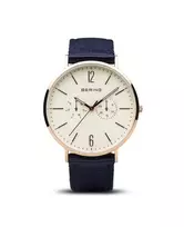 Bering Men's Classic Quartz Watch 40mm Blue Dial Rose Gold Stainless Steel Mesh 14240-864B