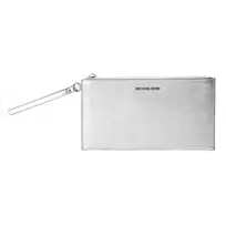 Michael Kors Jet Set Travel Crossbody Bag Silver Saffiano Leather 35F4STVW3LSIL