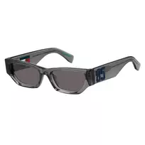TOMMY JEANS Women's TJ-0093-S-KB7 Akiniai nuo saulės - Juodas rėmelis, Pilki lęšiai, 55/18/145 mm