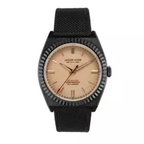 JASON HYDE MAN JH10026 40mm Nerūdijančio Plieno Laikrodis su Juodu Ciferblatu ir Perdirbtos Odos Dirželiu