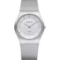 BERING Women's Classic Quartz Watch 35mm Stainless Steel Mesh White Dial 11935-000