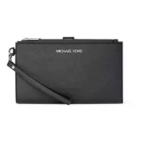 Michael Kors Jet Set Travel Moteriška Saffiano Odinė Telefono Dėklas Piniginė Ant Riešo, Juoda, Aukso Spalvos Aparatūra