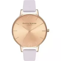Olivia Burton Moteriškas Laikrodis OB16BD110 38mm Rožinio Aukso Plieninis Korpusas Pilkas Odinis Dirželis