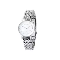 Pierre Cardin Women's Quartz Analog Watch CCM.0550 32mm Stainless Steel Case Silver Dial Black Leather Strap