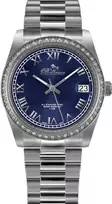 BELLEVUE Woman H5 35mm Quartz Analog Watch Stainless Steel Case Genuine Leather Strap Brown Dial Silver