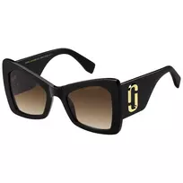 THE MARC JACOBS MARC761S807 Moteriški katininiai akiniai nuo saulės, juodas acetatas, pilki gradientiniai lęšiai, 52 mm