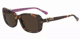 LOVE MOSCHINO Moteriški Akiniai Nuo Saulės MOL060S05L557 - Havana Acetato Rėmelis, Rudi Polikarbonato Lęšiai, 55/14/145 mm