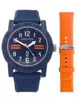 Nautica vyrų laikrodis NAPATS306 42,5 mm mėlynas ciferblatas, silikoninis dirželis