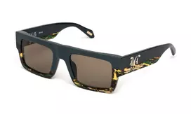 JUST CAVALLI Moteriški Akiniai Nuo Saulės SJC103V5307RR Juodas Acetato Rėmas Kvadrato Formos Pilki Gradientiniai Stiklai 53mm