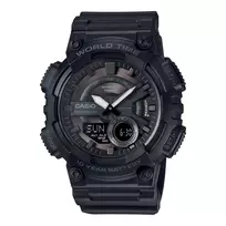 CASIO AEQ-110W-1B Vyriškas kvarcinis analoginis-skaitmeninis laikrodis, 52,2 mm, juoda derva