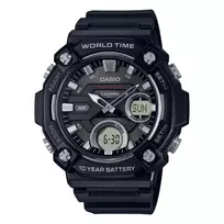 CASIO AEQ-120W-1A Vyriškas analoginis-skaitmeninis laikrodis, 53,3 mm, juoda derva