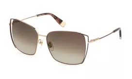 FURLA SFU600-590A93 Moteriški akiniai nuo saulės Havana acetato rėmelis rudi gradientiniai lęšiai 59mm