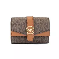 MICHAEL KORS Jet Set Travel Card Case Brown Signature PVC