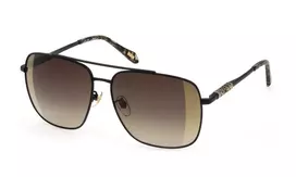 JUST CAVALLI Moteriški Akiniai nuo Saulės SJC030-61305G - Blizgantis Juodas Rėmelis, Pilki Gradientiniai Stiklai, 61mm