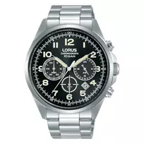 Lorus Vyriškas Kvarcinis Chronografinis Laikrodis RT303KX9 – 43mm Nerūdijantis Plienas, Juodas Ciferblatas