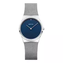 BERING Women's 12130-007 Quartz Analog Watch 30mm Stainless Steel Mesh Silver