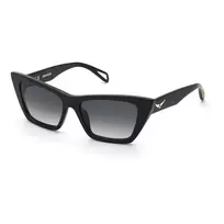 ZADIG & VOLTAIRE moteriški akiniai nuo saulės SZV419-550700 juodi acetatiniai kvadratiniai rėmeliai pilki gradientiniai lęšiai 55mm