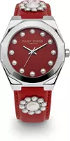 Daisy Dixon Women's DD136PS Analogue Quartz Watch - 36mm Rose Gold Tone Case, Pink Dial, Pink Faux Leather Strap