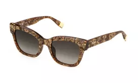 FURLA moteriški akiniai nuo saulės SFU814-520V83 Brown Havana Butterfly 52mm