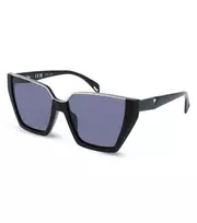 POLICE moteriški akiniai nuo saulės SPLL33-570700 - stačiakampis acetatinis rėmelis, pilki polikarbonatiniai lęšiai, UV400 apsauga, 57 mm lęšio plotis