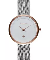 MELLER Women's W5RB-2SILVER Astar Baki Analoginis Kvarcinis Laikrodis 33mm Sidabrinis Nerūdijančio Plieno Tinklelis