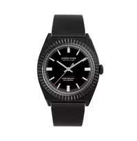 JASON HYDE MAN JH10009 40mm nerūdijančio plieno kvarcinis laikrodis su juodu ciferblatu ir odiniu dirželiu