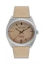 JASON HYDE Unisex Watch JH10010 40mm Stainless Steel Quartz Analog Black Dial Eco-Leather Strap