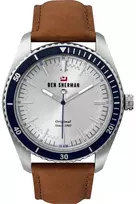 BEN SHERMAN WBS114UT Vyriškas kvarcinis analoginis laikrodis 43mm mėlynu ciferblatu ir rudu dirbtinės odos dirželiu