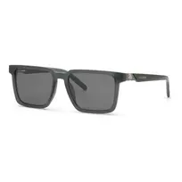 Philipp Plein Sport Vyriški Akiniai Nuo Saulės SSP034-566S8M Juodi/Pilki Veidrodiniai Stačiakampiai