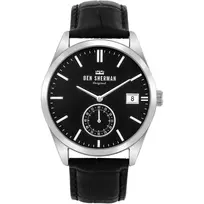 Ben Sherman WB039BB Vyriškas Analognis Kvarcinis Laikrodis 43mm Juodas Ciferblatas Juodas Odinis Dirželis